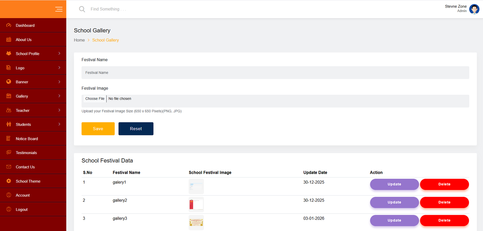 School Management Website