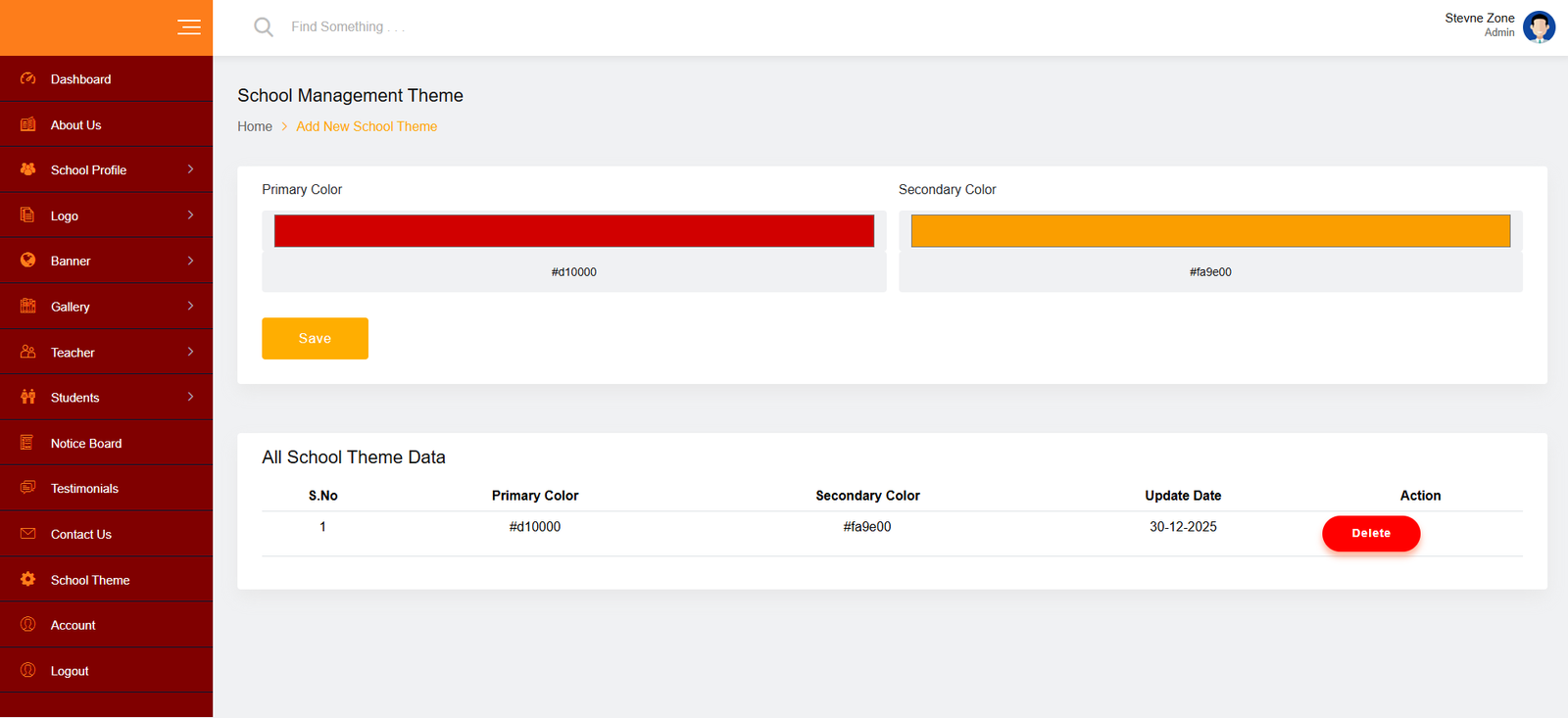 School Management Website