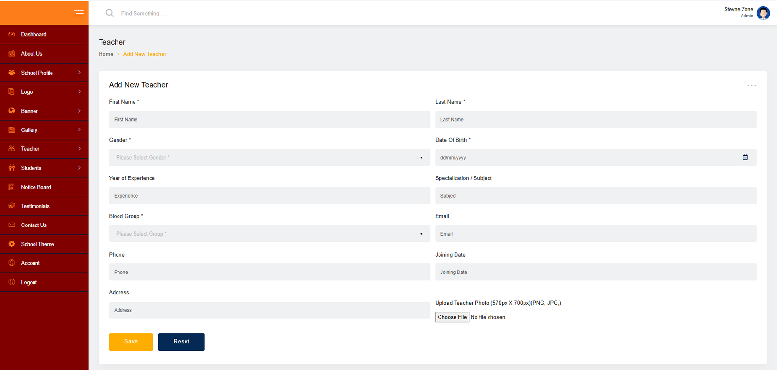 School Management Website