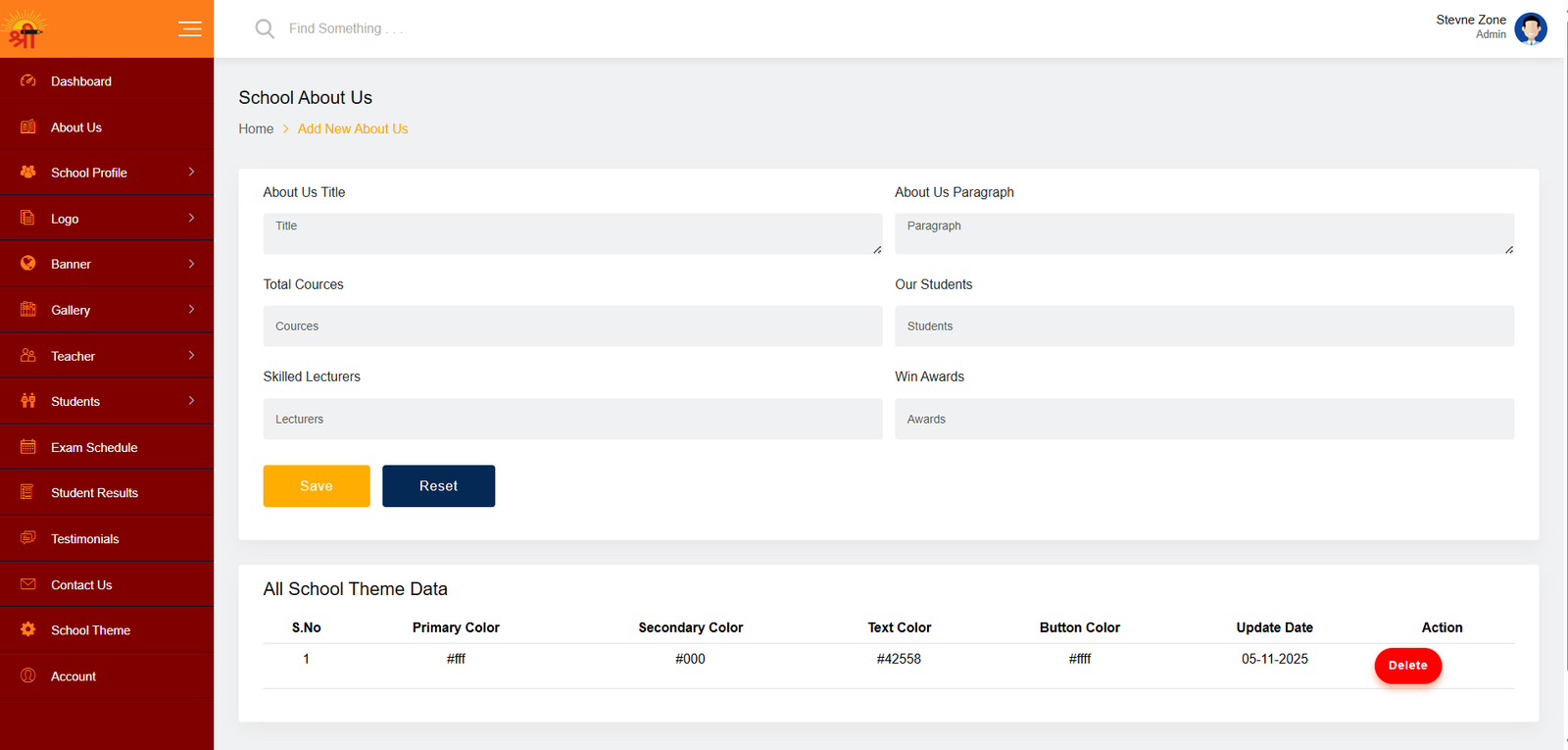 School Management Website