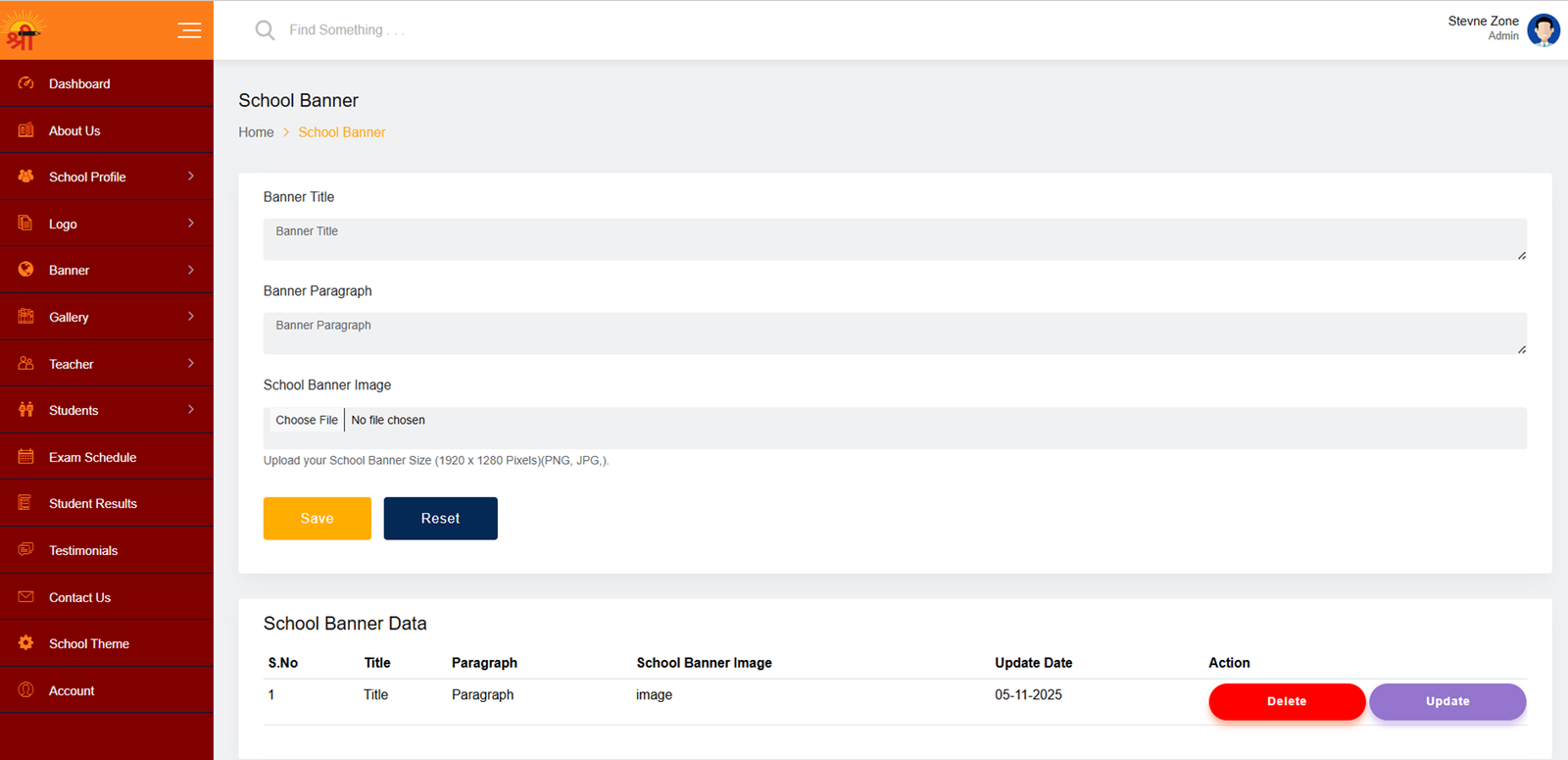 School Management Website