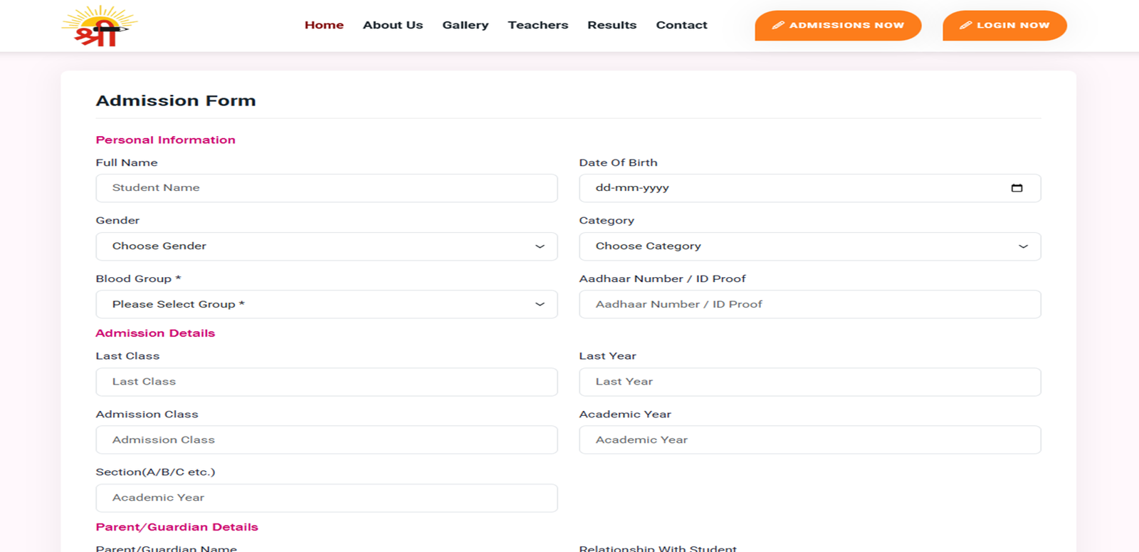 School Management Website