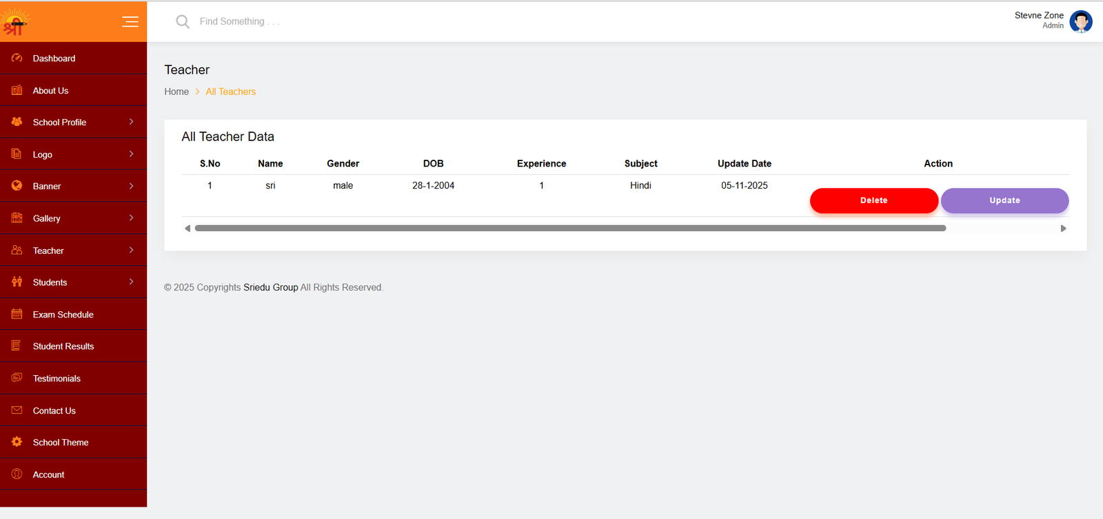School Management Website