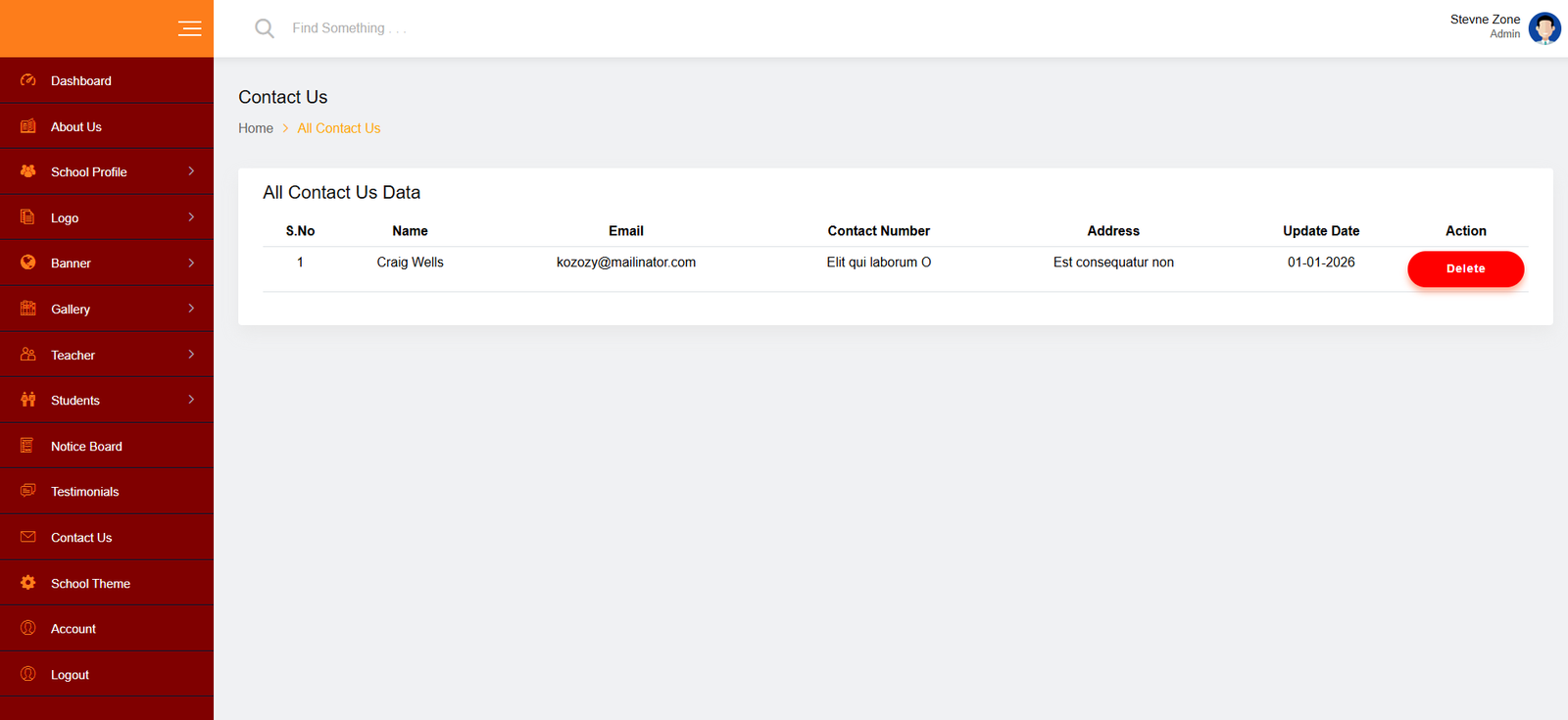 School Management Website
