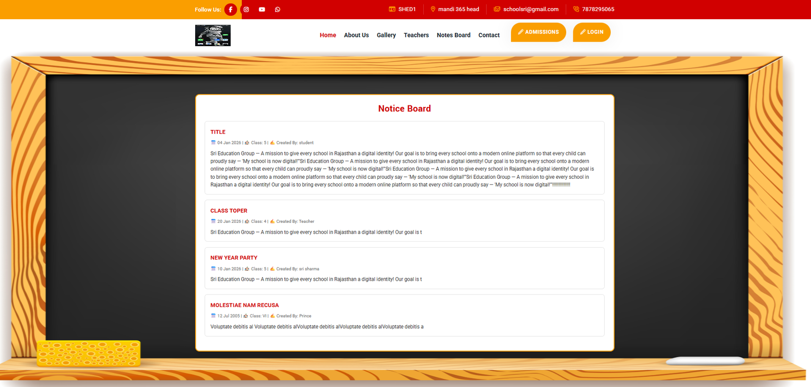 School Management Website