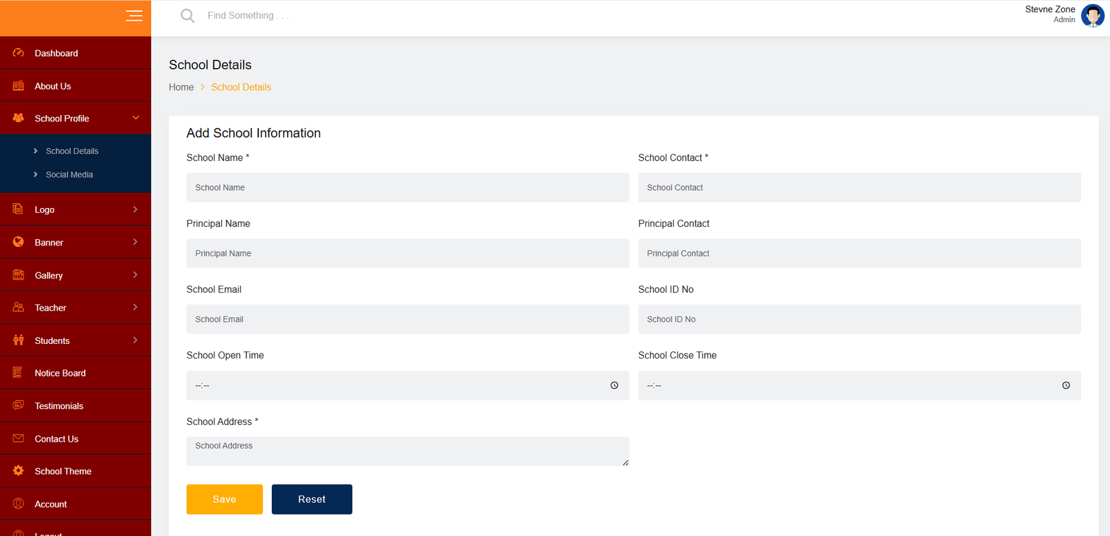School Management Website