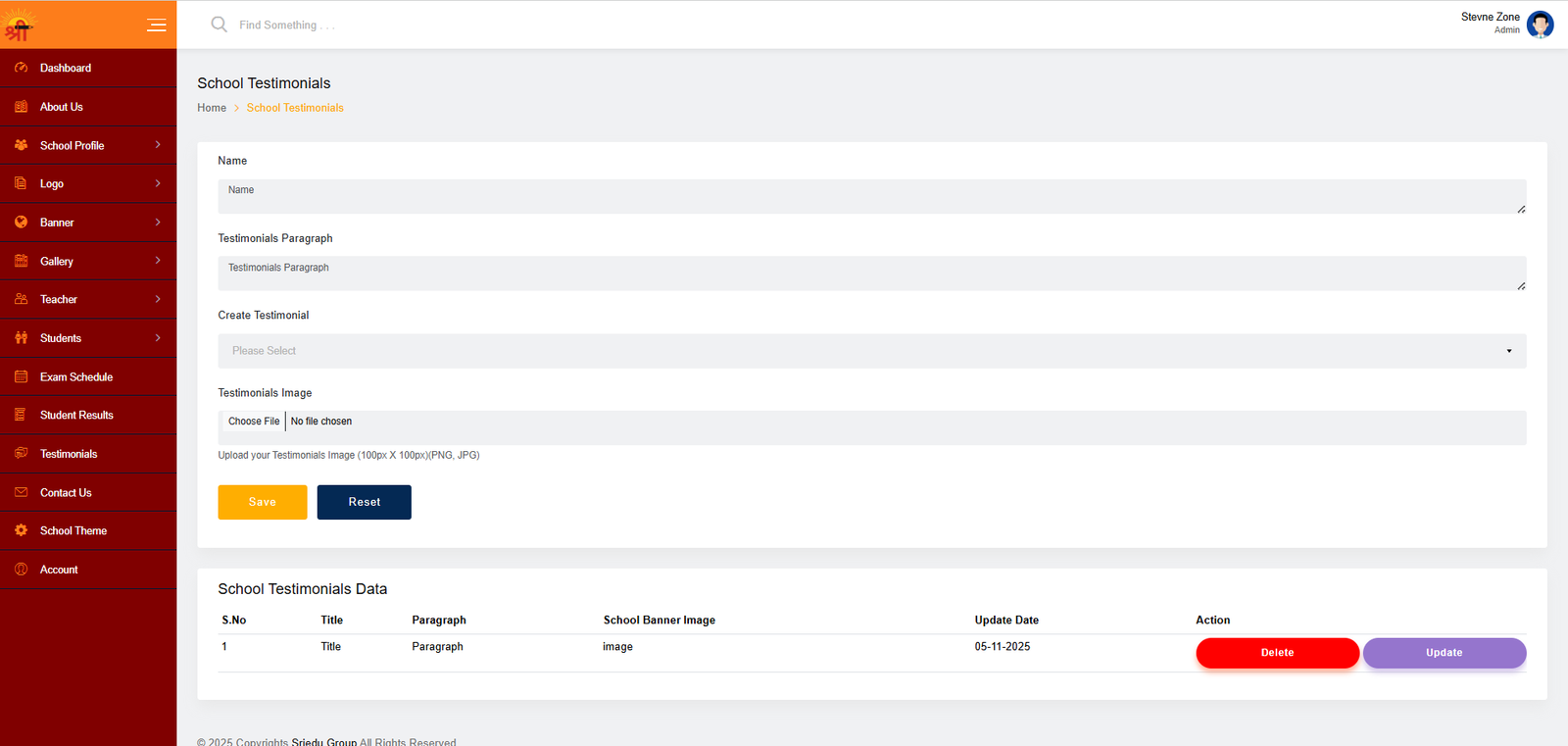 School Management Website